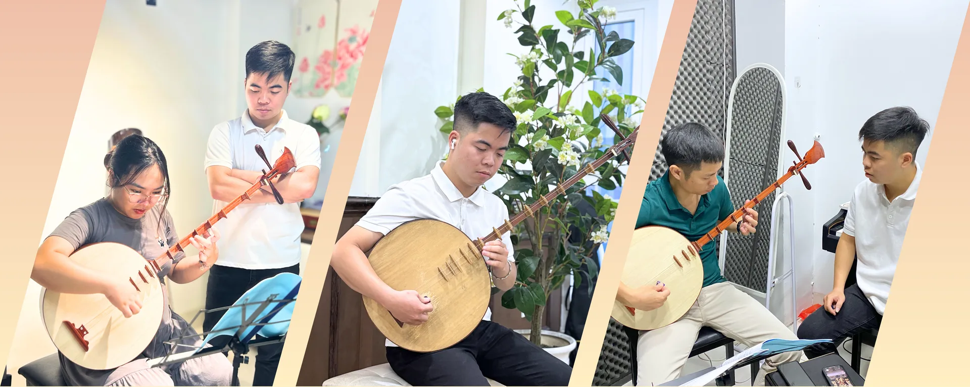 Học viên thực hành trong lớp đàn nguyệt